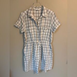 Beach Lunch Lounge Gray and White Gingham Plaid Dress | Women’s Sz M